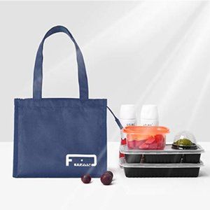 Waterproof Zipper Insulated Lunch Bag with Side Pocket for Beach, School, Office